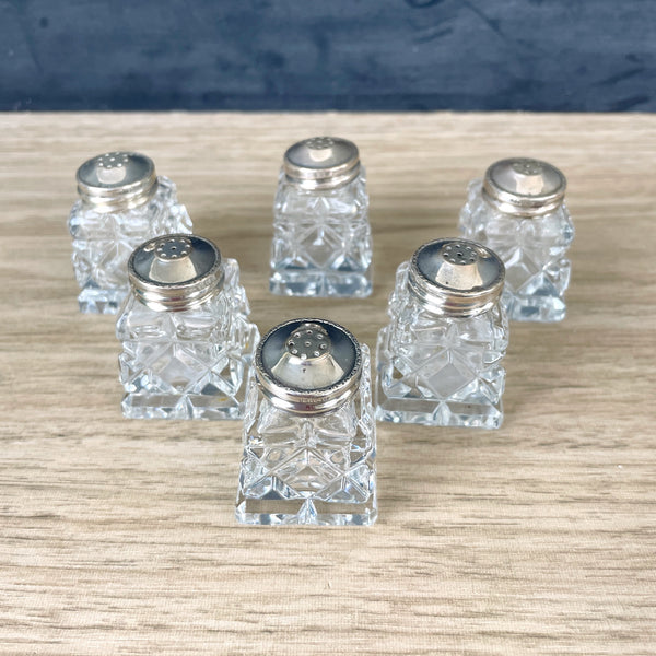 Norwegian sterling silver crystal salt and pepper sets - 3 pairs - NextStage Vintage