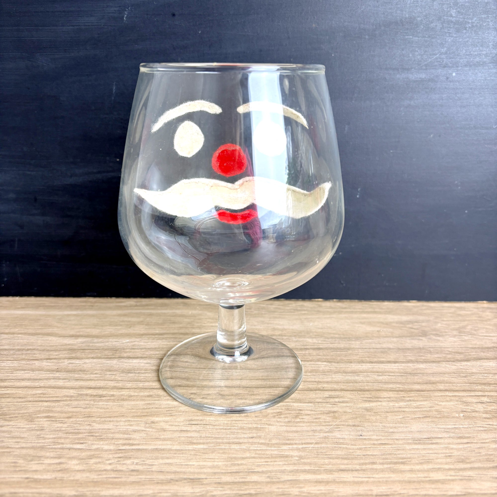 Vintage 1960s Santa brandy snifter craft – felt face candy dish – retr ...
