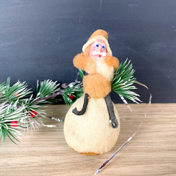 German folk art Santa on an egg - antique spun cotton - NextStage Vintage