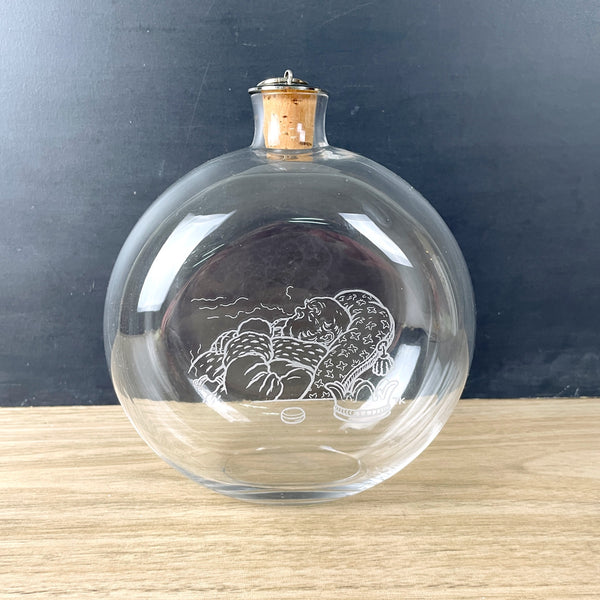 Scandinavian Father Christmas sleeping round glass flask - NextStage Vintage