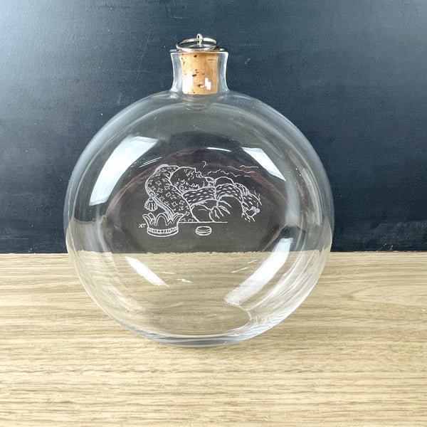 Scandinavian Father Christmas sleeping round glass flask - NextStage Vintage