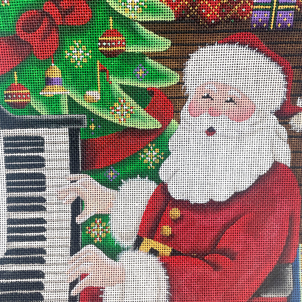 Rebecca Wood Design - Piano Santa Christmas stocking needlepoint canvas #1338 - NextStage Vintage