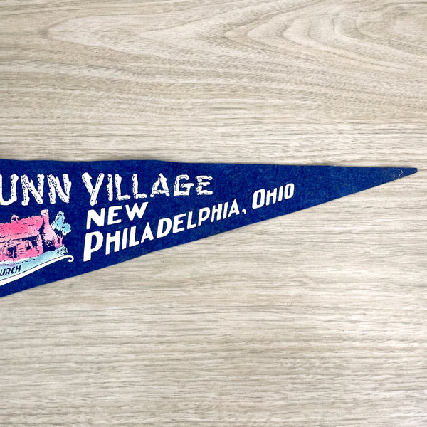 Schoenbrunn Village, New Philadelphia, Ohio felt pennant - 1960s vintage - NextStage Vintage