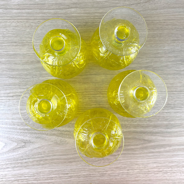 Sigma Tastesetter Secla yellow cabbage goblets - set of 5 - vintage glassware - NextStage Vintage