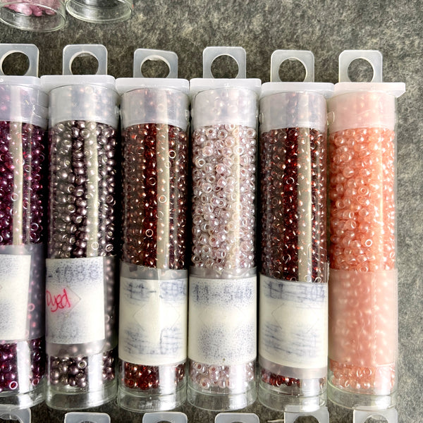 530+ grams 11/0 round seed beads - Miyuki, Toho, other - mixed colors estate destash