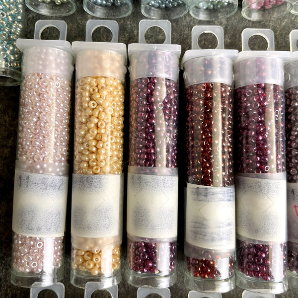 530+ grams 11/0 round seed beads - Miyuki, Toho, other - mixed colors estate destash