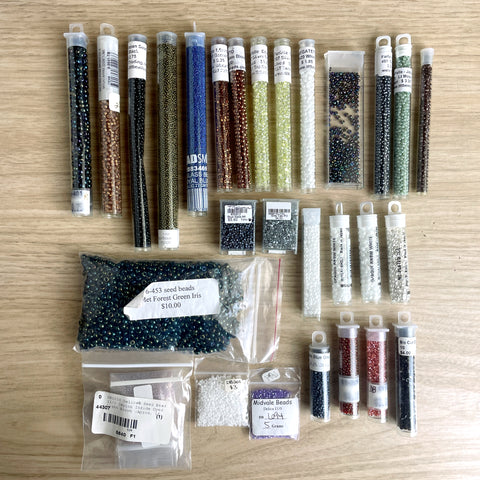 Seed bead destash lot - 24+ packages - mixed colors and sizes