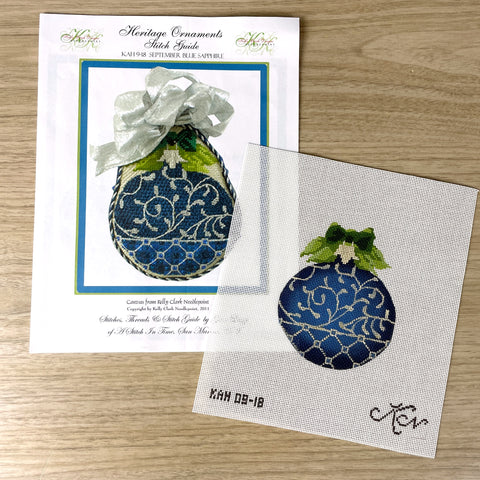 Kelly Clark September Blue Sapphire ornament with stitch guide - KAH 9-18 - NextStage Vintage