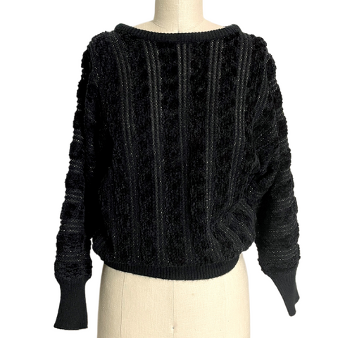 Black and gold dolman sleeve vintage sweater - size M-L - NextStage Vintage