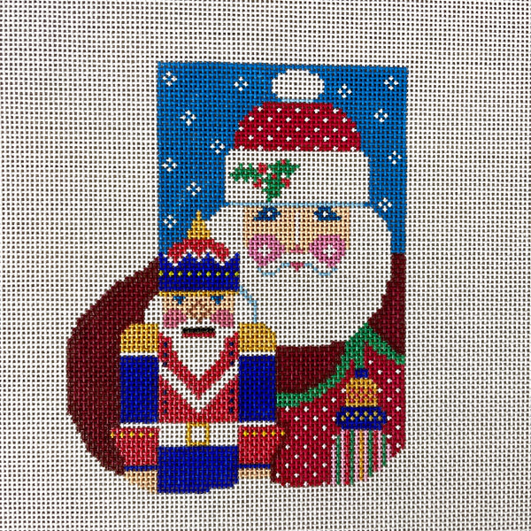 Shelly Tribbey Santa and Nutcracker Mini Stocking needlepoint canvas #C756 - NextStage Vintage