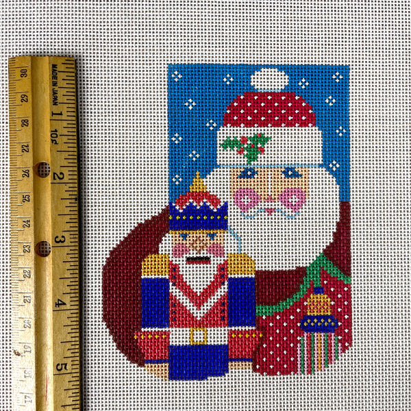 Shelly Tribbey Santa and Nutcracker Mini Stocking needlepoint canvas #C756 - NextStage Vintage