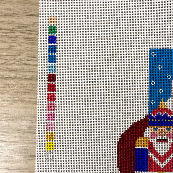 Shelly Tribbey Santa and Nutcracker Mini Stocking needlepoint canvas #C756 - NextStage Vintage