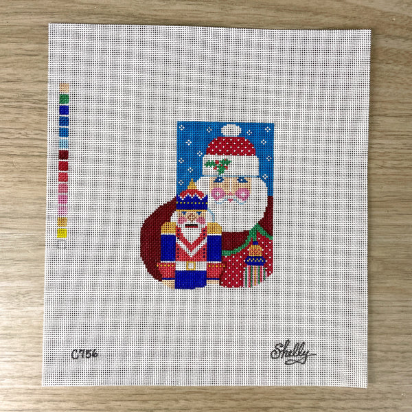 Shelly Tribbey Santa and Nutcracker Mini Stocking needlepoint canvas #C756 - NextStage Vintage