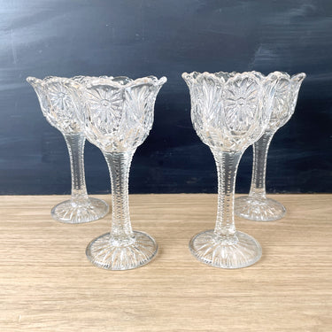 EAPG Victorian glasses with petaled edges - set of 4 - NextStage Vintage