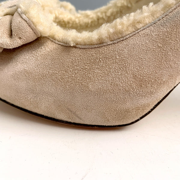 Bettye Muller suede shearling leather heels with bow - size 39.5 - NextStage Vintage