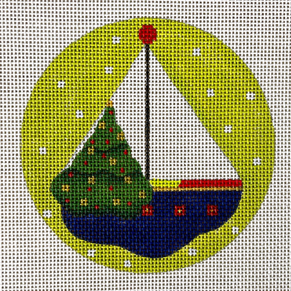 Melissa Shirley Designs boat and drum ornament needlepoint canvases - NextStage Vintage