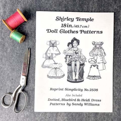 Shirley Temple 18 in. Doll Clothes Patterns - 1981 paperback - NextStage Vintage