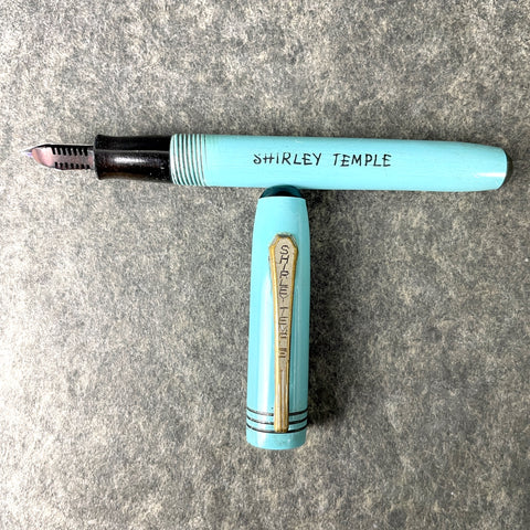 Shirley Temple blue fountain pen - vintage novelty - NextStage Vintage