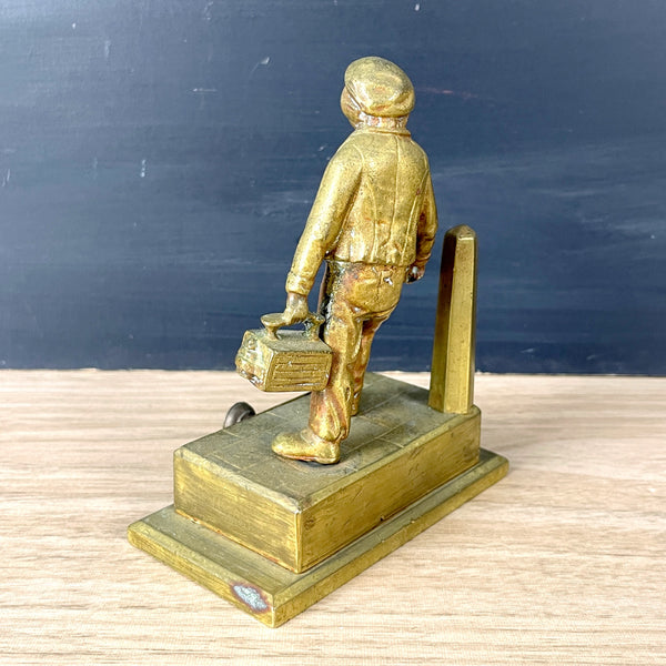 Gilt metal shoeshine boy match holder - turn of century antique - NextStage Vintage