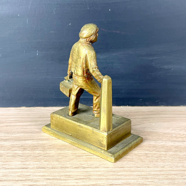 Gilt metal shoeshine boy match holder - turn of century antique - NextStage Vintage