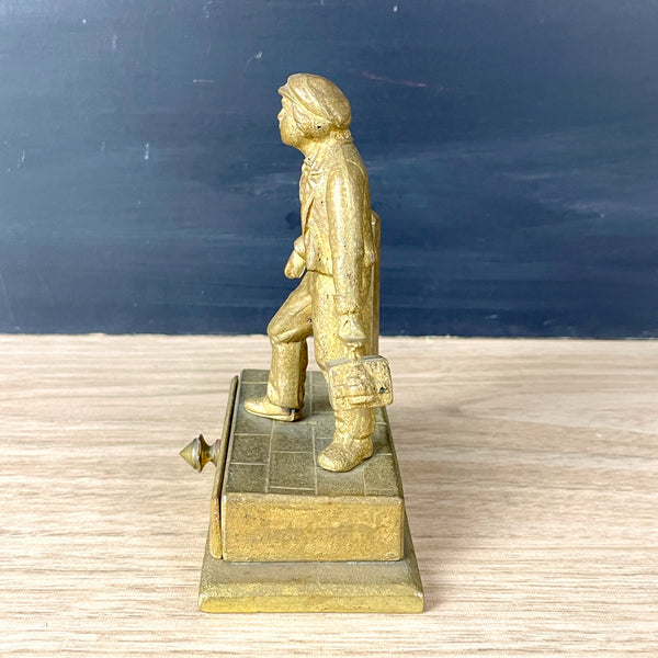 Gilt metal shoeshine boy match holder - turn of century antique - NextStage Vintage