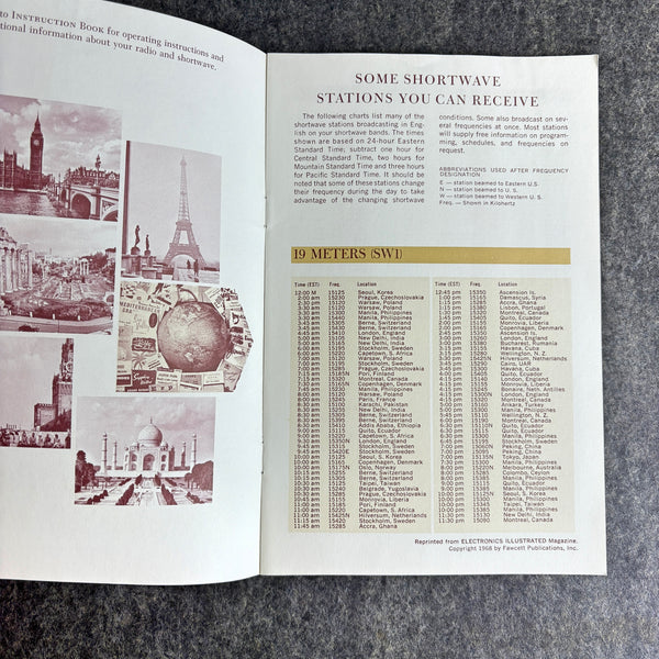 Around the World Listening Shortwave Radio Manual and log book - 1960s General Electric