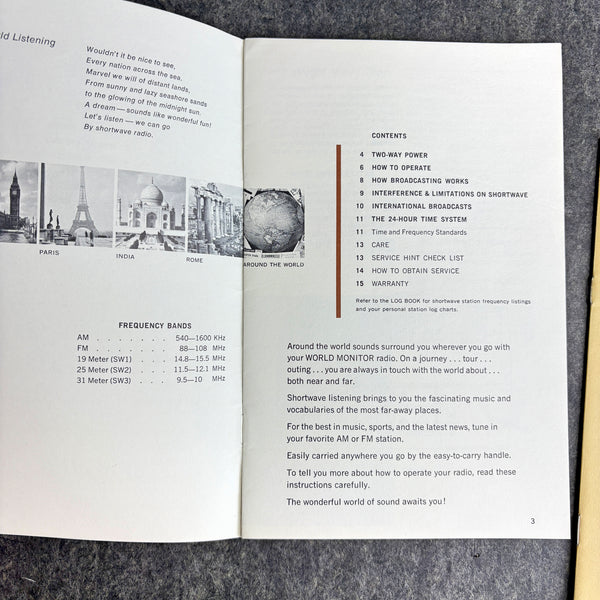 Around the World Listening Shortwave Radio Manual and log book - 1960s General Electric