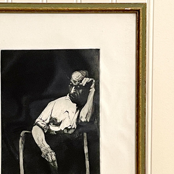 Sigmund Abeles "Seated Man" limited edition etching - 1960s framed art - NextStage Vintage
