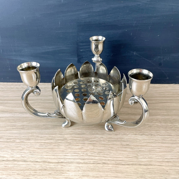 Reed and Barton lotus epergne with candleholders - vintage 1980s silverplate - NextStage Vintage