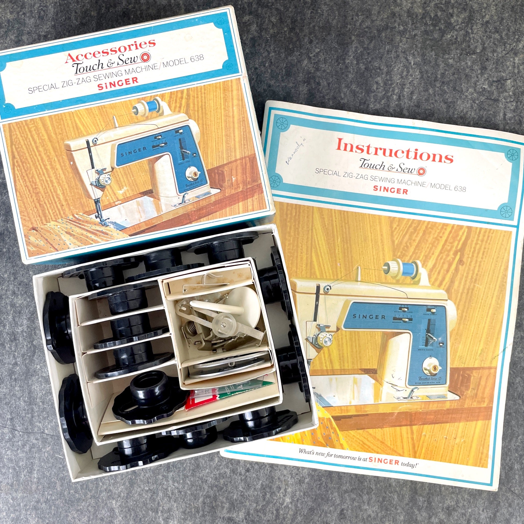 Singer Touch & Sew model 638 manual and accessories in