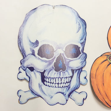 Vintage 1980s Halloween Die Cut Set of 2 Creepy Skeletons - 16x16