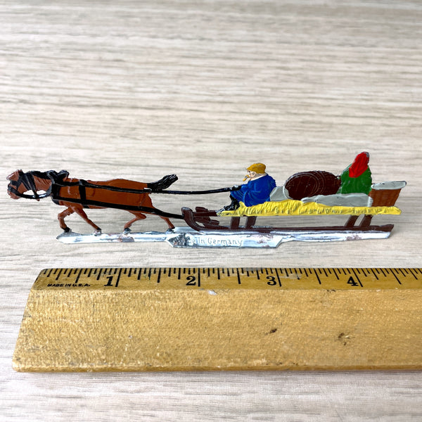 Heinrichsen flat lead miniature horse and sleigh - Germany - 1930s vintage - NextStage Vintage