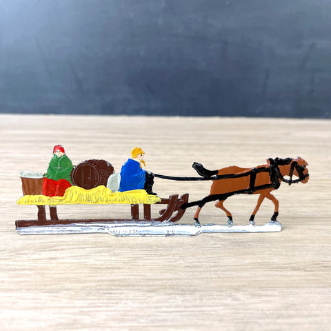 Heinrichsen flat lead miniature horse and sleigh - Germany - 1930s vintage - NextStage Vintage