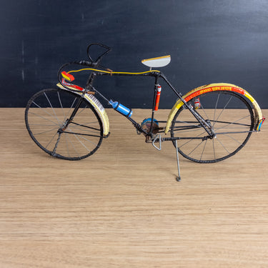 African Folk Art Bicycle Sculpture -  Recycled Upcycled Metal Wire - 12.5" Road Racing Bike