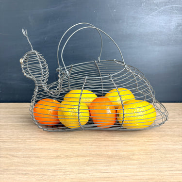 Snail-shaped handled wire basket - fruit, garden, egg - rustic vintage - NextStage Vintage