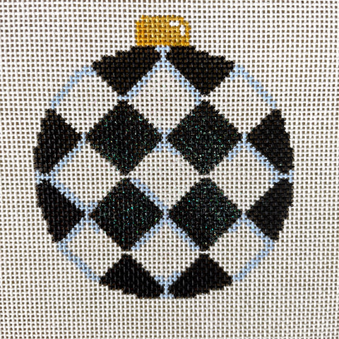 Snowflake and checkerboard ornament needlepoint canvas - NextStage Vintage