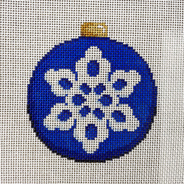 Snowflake and checkerboard ornament needlepoint canvas - NextStage Vintage