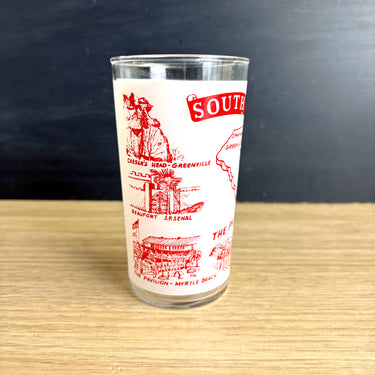 South Carolina souvenir printed glass - 1960s vintage - NextStage Vintage