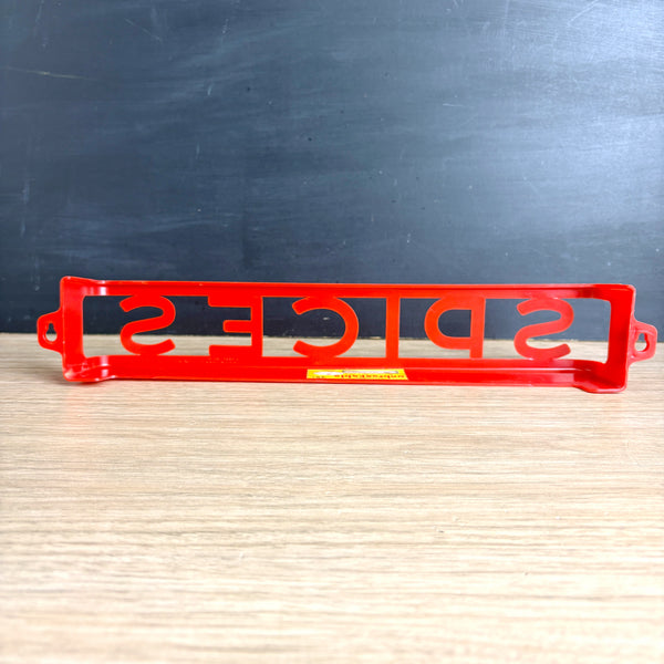 Vintage Lustro-Ware plastic spice holder wall rack with original label - mid-century vintage
