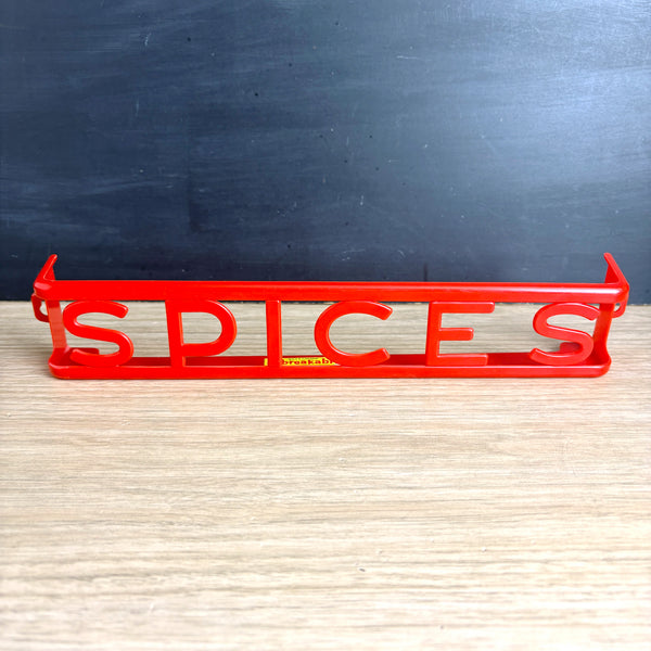 Vintage Lustro-Ware plastic spice holder wall rack with original label - mid-century vintage