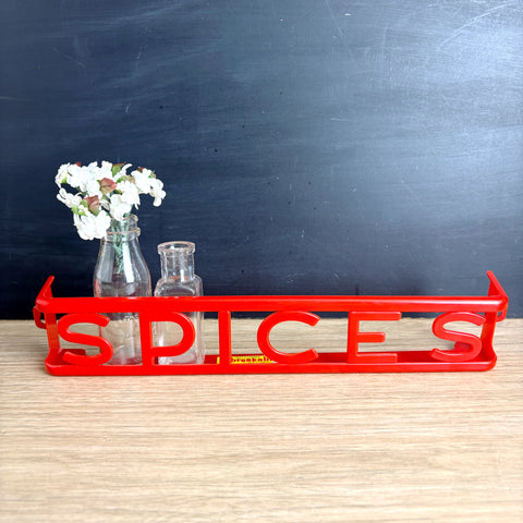 Vintage Lustro-Ware plastic spice holder wall rack with original label - mid-century vintage
