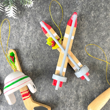 Kurt Adler sports ornaments - skiing, baseball, hockey, basketball - 1980s vintage - NextStage Vintage