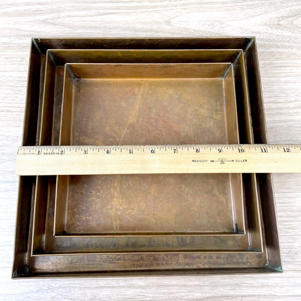 Square copper graduated trays - set of 3 - artisan made - NextStage Vintage