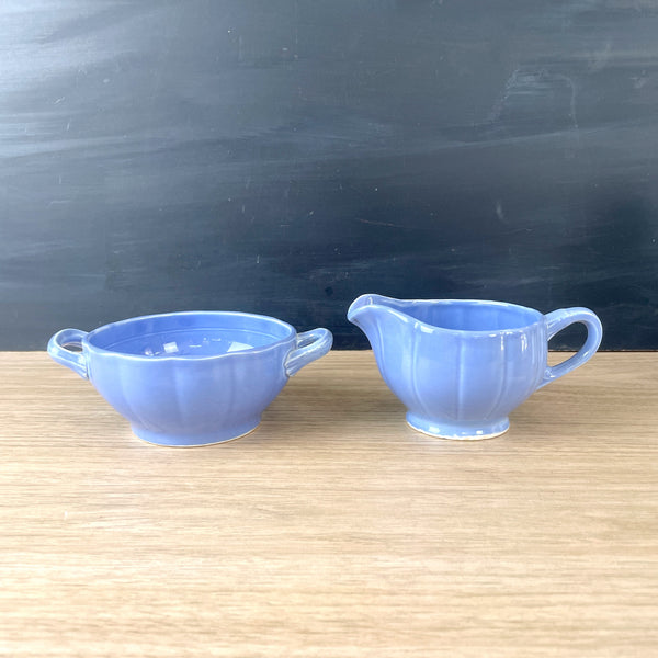 Stangl Colonial blue creamer and open sugar bowl - 1930s vintage - NextStage Vintage