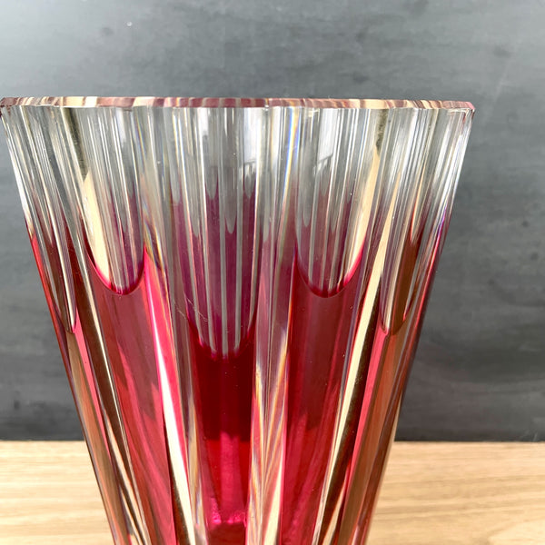 Val St. Lambert cut to clear vase - 8.25" tall - vintage fine crystal - NextStage Vintage