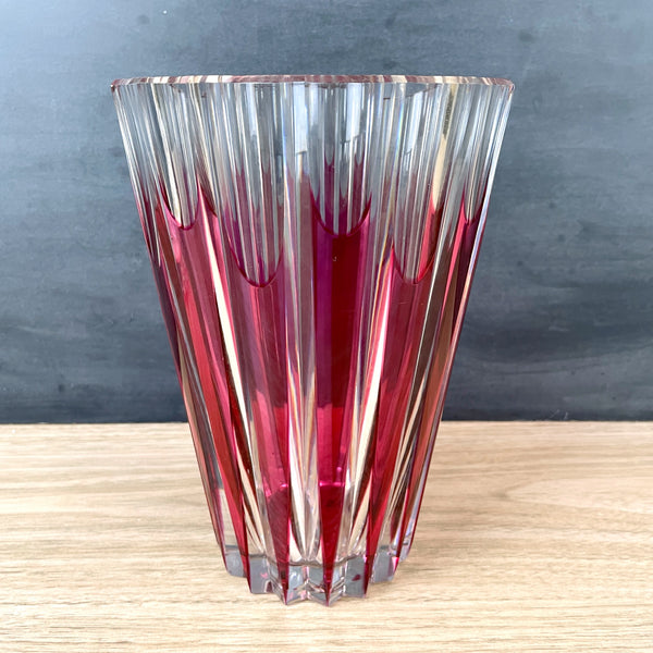 Val St. Lambert cut to clear vase - 8.25" tall - vintage fine crystal - NextStage Vintage
