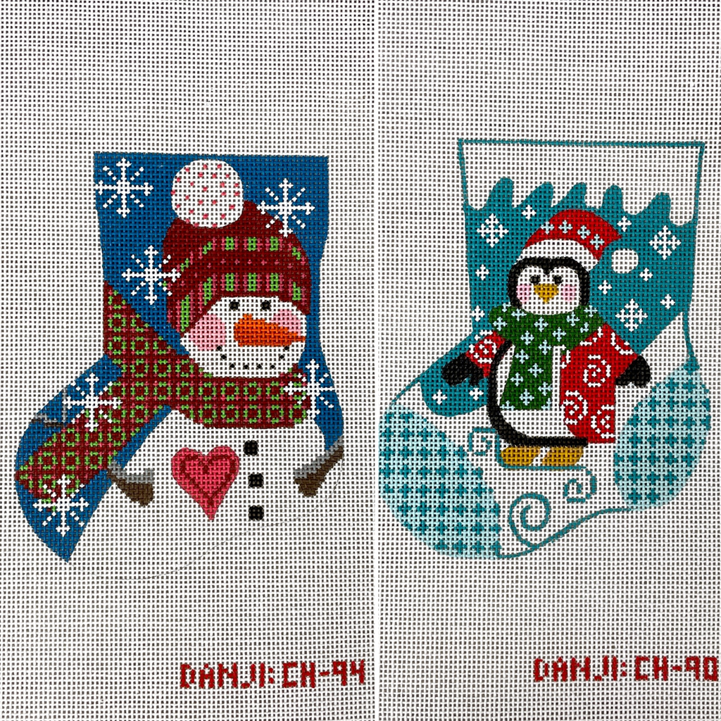 Danji Designs mini stocking handpainted needlepoint canvases CH-90 and CH-94 - NextStage Vintage