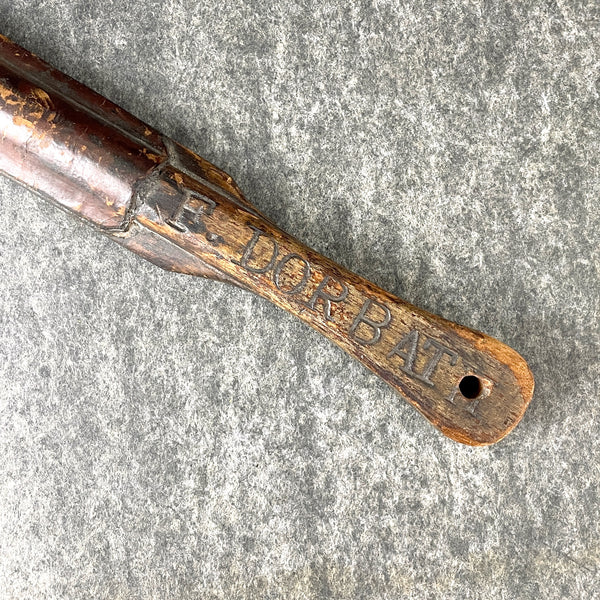 Barber razor strop paddle - antique leather and wood - NextStage Vintage