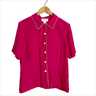 1980s fuchsia and white short sleeve blouse - size 12 - NextStage Vintage