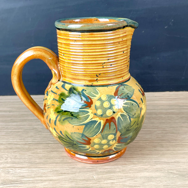 Sud & Co Cassis en Provence French terracotta small floral pitcher - NextStage Vintage